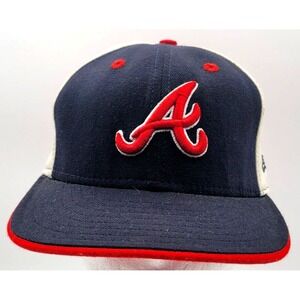 ATLANTA BRAVES CAP HAT FITTED NEW ERA 59FIFTY RED WHITE BLUE  SIZE 7 3/8 MLB MEN